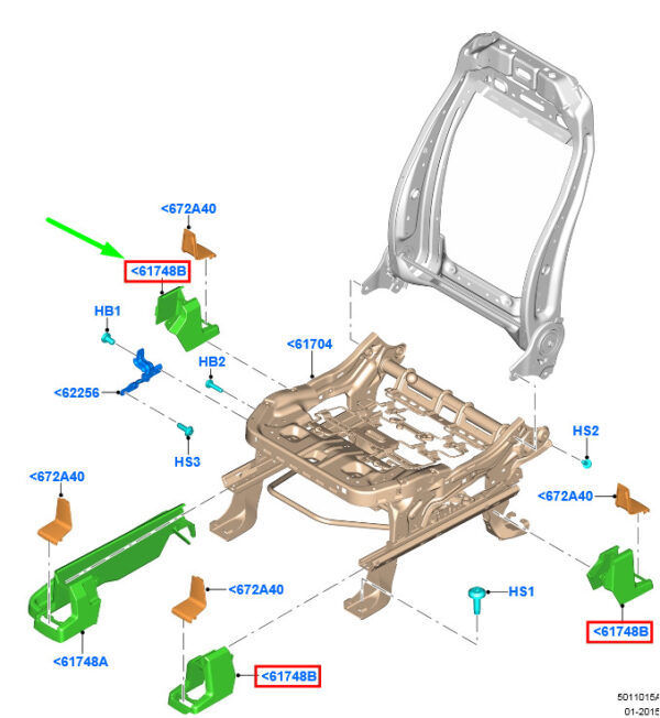 2436318 - Ford Galaxy MK3 front seat left inside rail cover rear 2436318 NEW