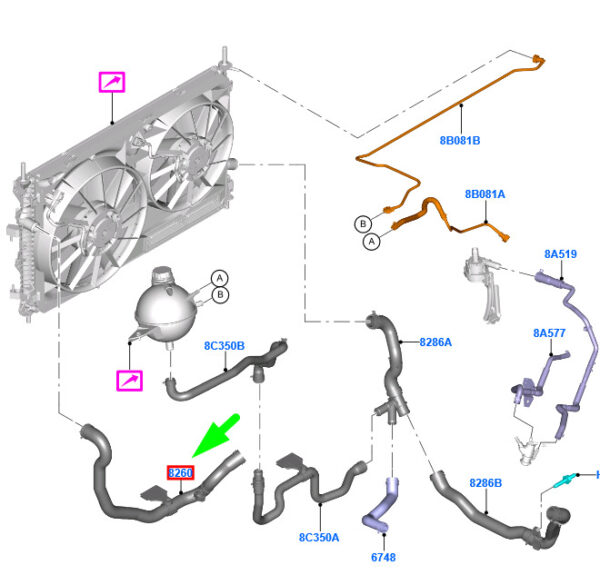 2532016 - NEW FORD TRANSIT MK4 UPPER COOLER HOSE GK21-8260-BD 2532016 ORIGINAL