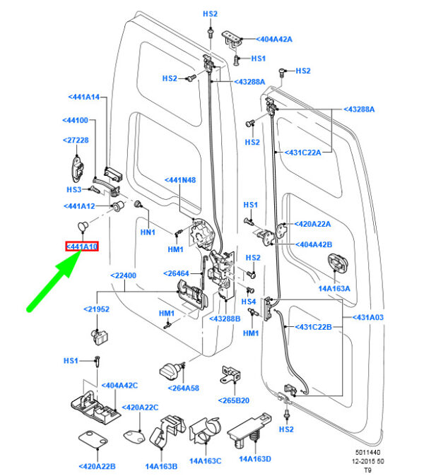 4067333 - NEW FORD TRANSIT MK3 REAR DOOR CHECK STRAP RELEASE LINK 4067333 ORIGINAL