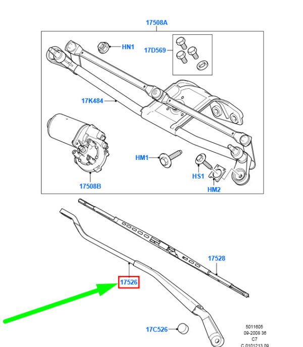 4448002 - NEW FORD TRANSIT CONNECT MK1 FRONT LEFT WIPER ARM LHD 4448002 ORIGINAL