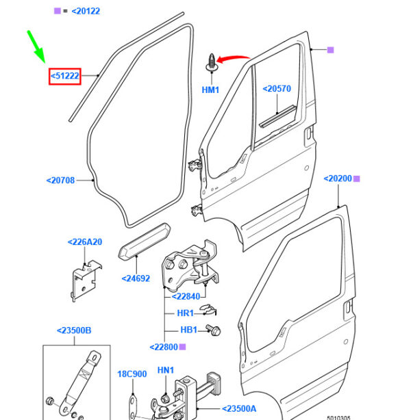 4771436 - New Ford Transit MK3 Front Right Door Wanderstrap - Seal 4771436 Original