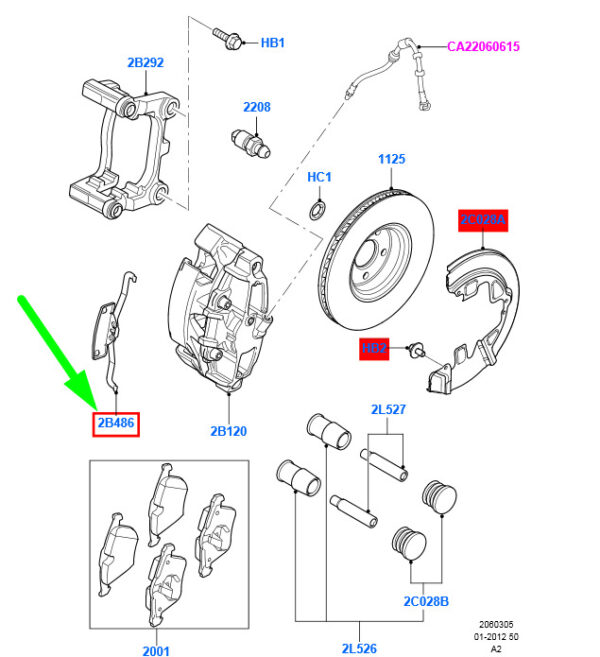 4778606 - NEW FORD MONDEO MK4 FRONT BRAKE CALIPER SPRING 5W93-2B486-AB 4778606 ORIGINAL