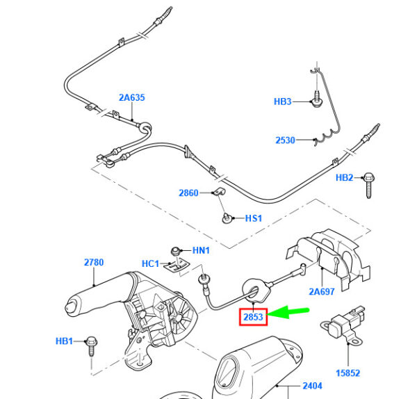 4987625 - NEW FORD TOURNEO CONNECT MK1 DETECTABLE HAND BRAKE ROPE 4987625 ORIGINAL