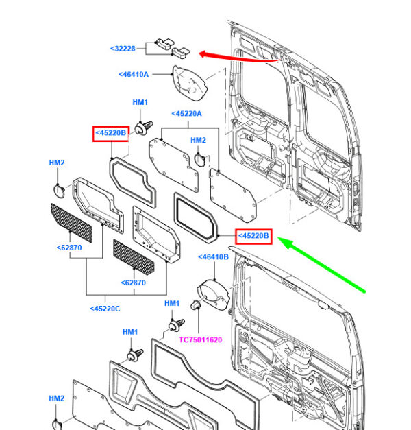 5116157 - NEW FORD TRANSIT CONNECT MK1 REAR RIGHT INNER DOOR TRIM PANEL 5116157 ORIGINAL