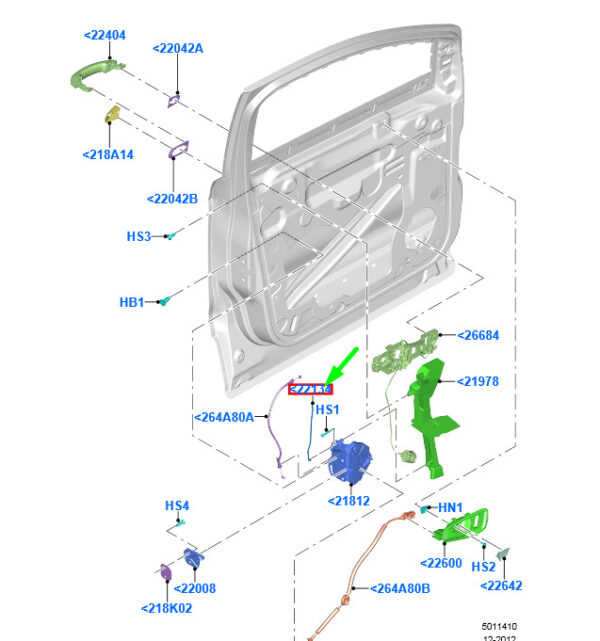 5182424 - FORD KUGA MK2 C520 Front Door Lock Rod LHD 5182424 CJ54-U22167-AC NEW GENUINE