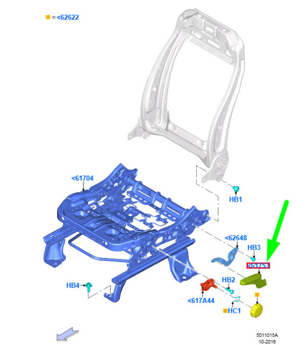5187800 - NEW FORD KUGA MK2 C520 FRONT SEAT LEFT RAIL OPERATING HANDLE 5187800 ORIGINAL