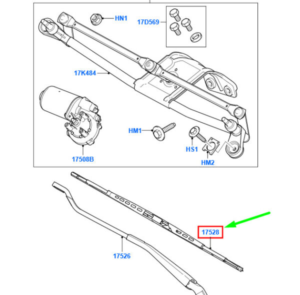 5200603 - NEW FORD TRANSIT CONNECT MK1 FRONT RIGHT WIPER BLADE ASSY LHD 5200603 ORIGINAL