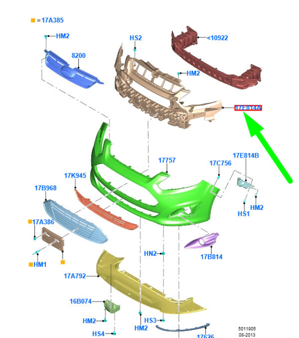 5215266 - NEW FORD C-MAX ENERGI MK2 FRONT BUMPER REINFORCEMENT BRACKET 5215266 ORIGINAL