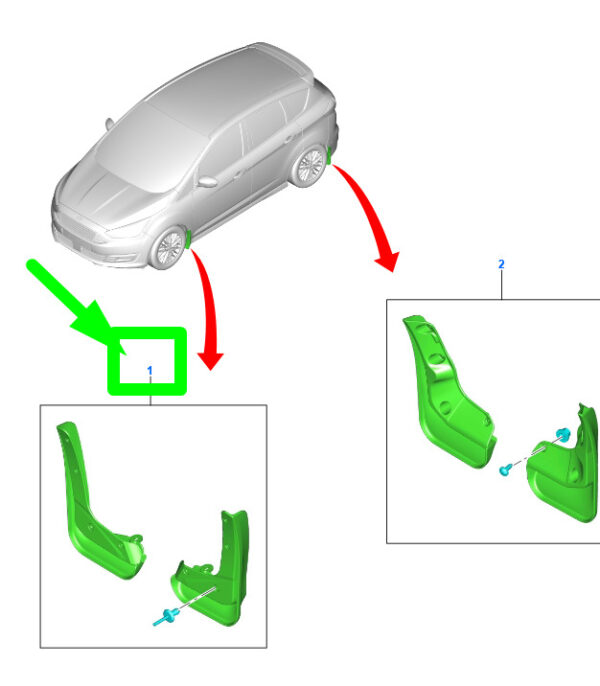 5231929 - NEW FORD C-MAX MK2 FRONT MUDGUARD FLAP KIT 5231929 AMAM5J-16G574-AD ORIGINAL