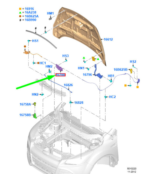 5236243 - NEW FORD KUGA C520 MK2 FRONT HOOD LATCH ASSY 5236243 BM5A-16700-AG ORIGINAL