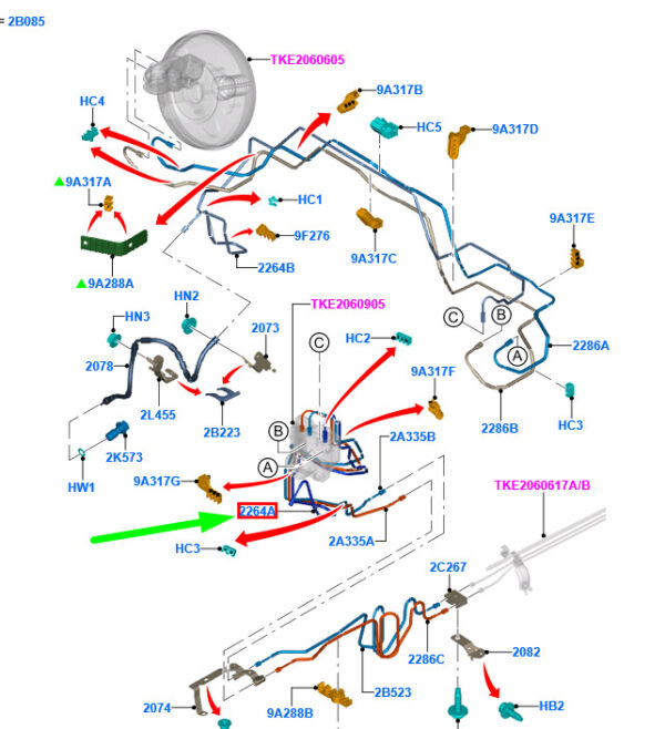5249349 - NEW FORD RANGER T6 MK1 FRONT BRAKE LINE RHD DB39-2264-BC 5249349 ORIGINAL