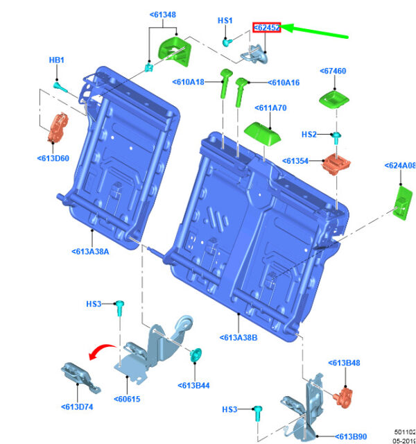 5301440 - NEW FORD MONDEO MK5 REAR SEAT BACK LEFT LOCKING JACK 5301440 ORIGINAL