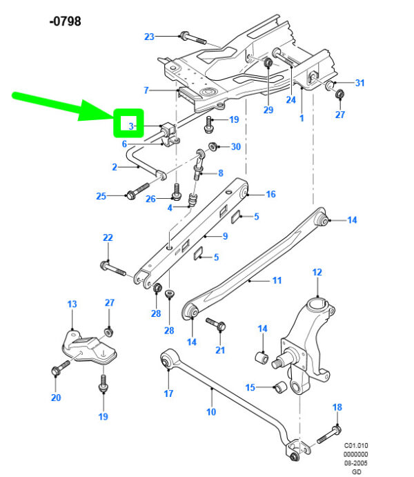 7144202 - NEW FORD MONDEO MK2 REAR STABILIZER BAR INSULATOR 7144202 93BB-4A037-AC ORIGINAL