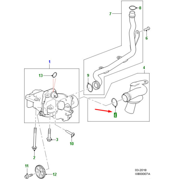AJ812201 - Jaguar F-PACE X761 Oil Suction Tube Gasket AJ812201, Original