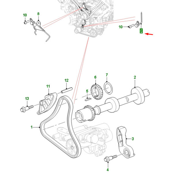 AJ812838 - JAGUAR F-PACE X761 Chain Lubrication Top Oil Nozzle AJ812838 NEW Original