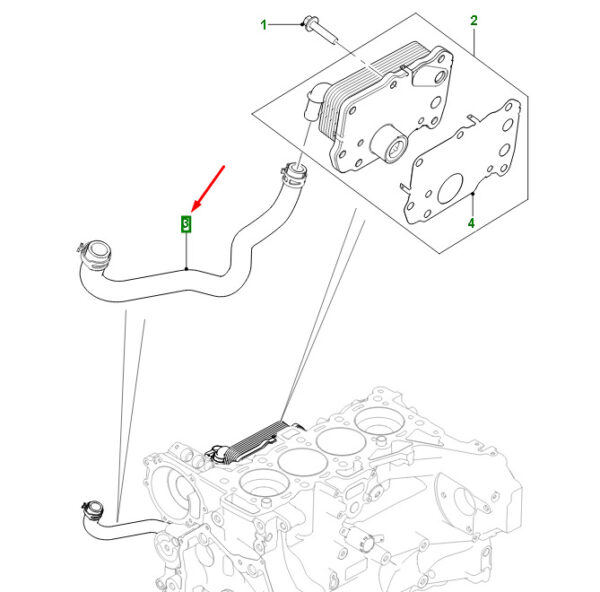 AJ813262 - Jaguar F-PACE X761 EGR Cooler to Oil Cooler Water Hose AJ813262, Original Part