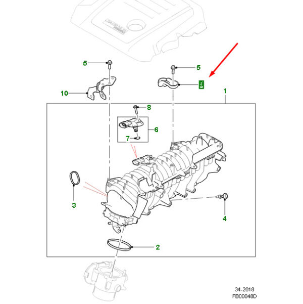 AJ813429 - Jaguar F-PACE X761 Rear Intake Manifter Mount AJ813429, Original Part