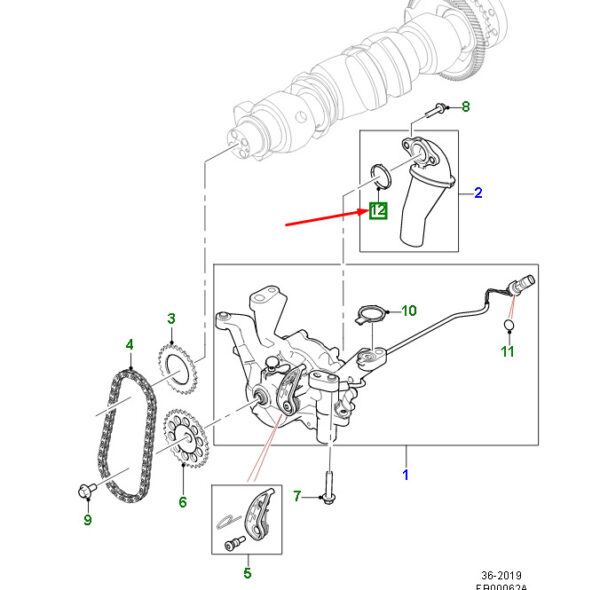 AJ814065 - Jaguar F-PACE X761 Oil Suction Tube Gasket AJ834065, Original Part