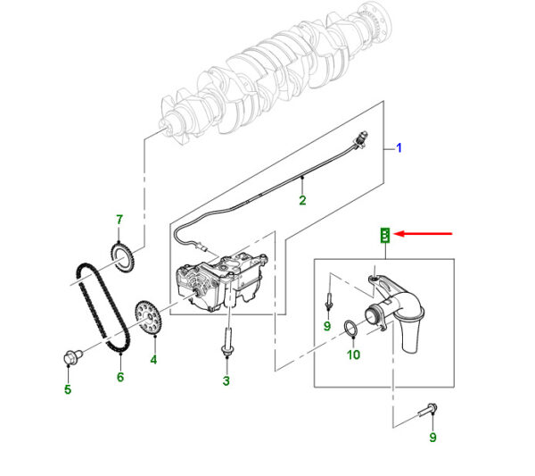 AJ814073 - Jaguar F-PACE X761 Oil Suction Tube AJ834073, Original Part