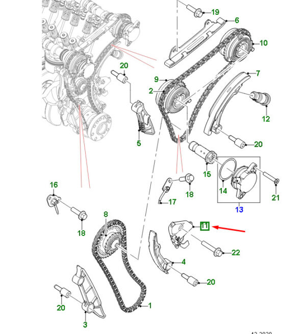 AJ814081 - JAGUAR F-PACE X761 Primary Control Chain Clamp AJ834081 NEW GENUINE