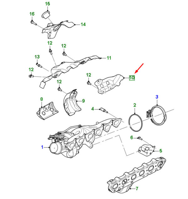 AJ814102 - Jaguar F-PACE X761 exhaust manifold rear bottom heat shield AJ814102 NEW ORIGINAL