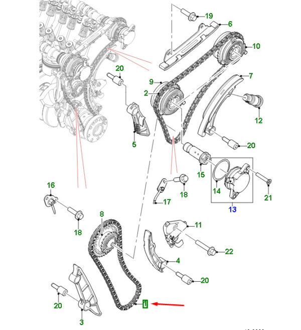AJ814105 - JAGUAR F-PACE X761 Lower Primary Control Chain AJ814105 NEW ORIGINAL