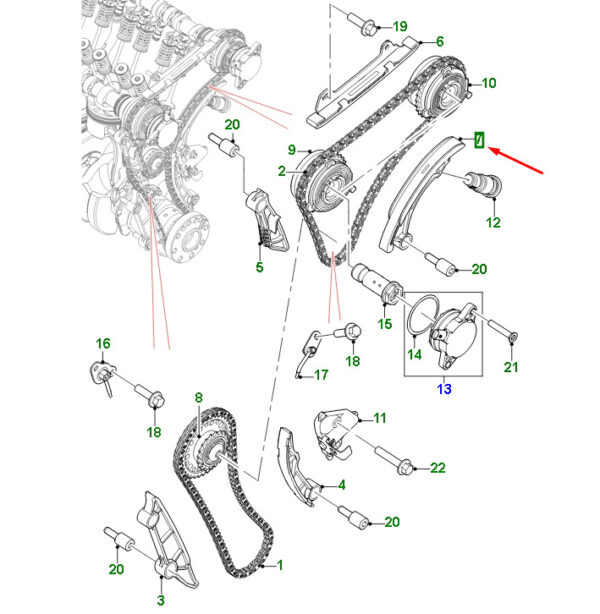 AJ814149 - JAGUAR F-PACE X761 Lever Secondary Chain Guide AJ814149 NEW GENUINE