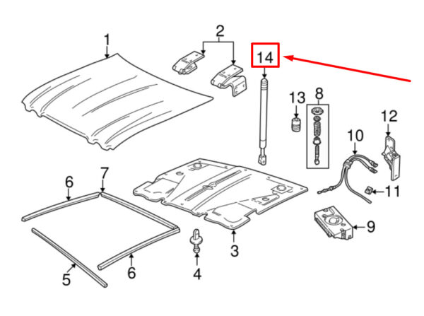 BEC19809 - JAGUAR XJ X308 bonnet brace BEC19809 NEW ORIGINAL