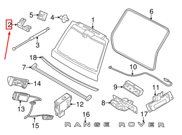 BMB760110 - LAND ROVER RANGE ROVER 3 L322 Left Tailgate Hinge BMB760110 NEW GENUINE