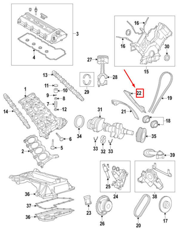 C2A1456 - JAGUAR XF X250 engine control chain guide C2A1456 NEW ORIGINAL