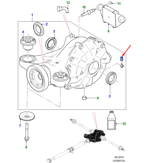 C2D3648 - Jaguar F-PACE X761 Differential Oil Fill Screw C2D3648, Original Part
