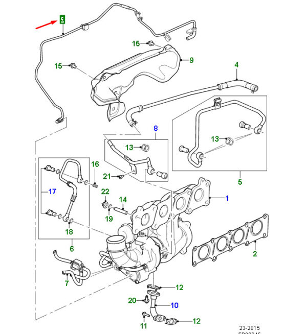 C2D42989 - JAGUAR F-PACE X761 Turbo to Intake Manifter Air Hose C2D42989 NEW Original