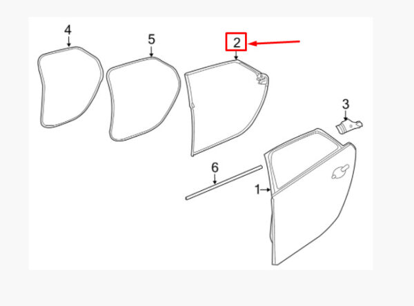 C2D45695 - JAGUAR XJ X351 door gasket rubber rear right C2D45695 NEW ORIGINAL