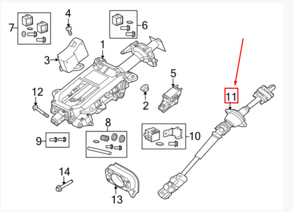 C2D47268 - JAGUAR XJ X351 Lenksäulenwellenbaugruppe LHD C2D47268 NEW ORIGINAL