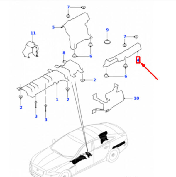 C2D47364 - JAGUAR XJ X351 exhaust heat protection shield rear left C2D47364 NEW ORIGINAL