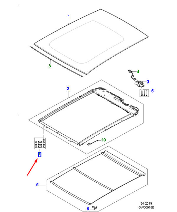 C2D48600 - JAGUAR F-PACE X761 Panoramic Roof Mounting Kit C2D48600 NEW Original