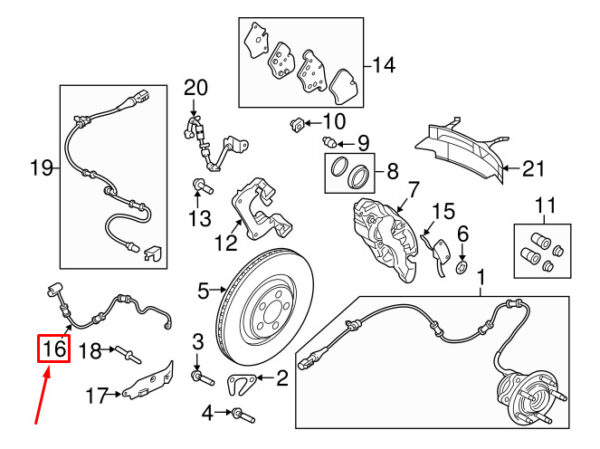 C2P12722 - JAGUAR F-TYPE Coupe X152 Front Brake Pading Wear Sensor C2P12722 NEW ORIGINAL
