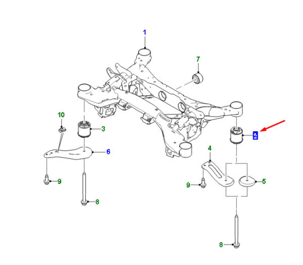 C2P25978 - Jaguar F-PACE X761 Rear Subframe Rear Mounting Frame Female C2P25978 Part