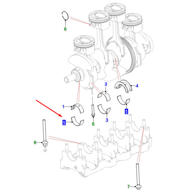 C2Z30465 - JAGUAR XE X760 Crankshaft Main Bearing Bottom C2Z30465 NEW ORIGINAL