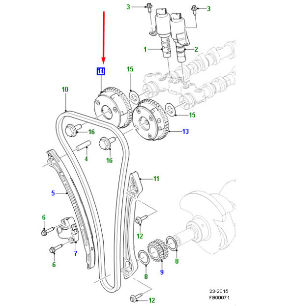 C2Z32011 - JAGUAR F-PACE X761 Outlet Camshaft Wheel C2Z32011 NEW ORIGINAL