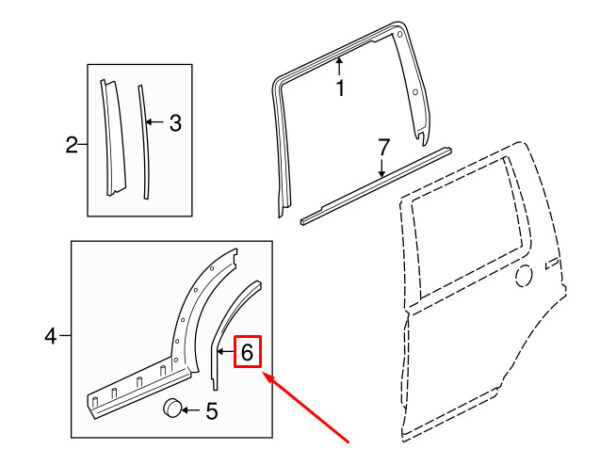 CGE500430 - LR DISCOVERY 4 L319 Rear Left Door Lower Molding Seal CGE500430 NEW GENUINE