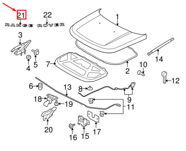 DAB500170MBJ - LAND ROVER RANGE ROVER SPORT L320 bonnet emblem DAB500170MBJ NEW REAL