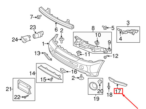DFB500160 - LR RANGE ROVER SPORT L320 Front Bumper Right Spoiler DFB500160 NEW REAL