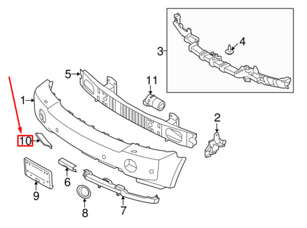 DXB500350PUY - LAND ROVER RANGE ROVER L322 Front Left Air Inlet Grill DXB500350PUY NEW GENUINE