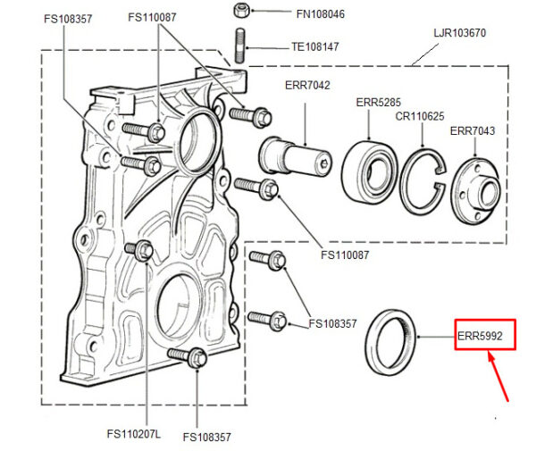 ERR5992 - LAND ROVER DISCOVERY II L318 Crankshaft Oil Gasket Front ERR5992 NEW Original