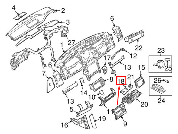 FAV500120MBM - LAND ROVER RANGE ROVER L322 Ignition Switch Bezel FAV500120MBM NEW GENUINE