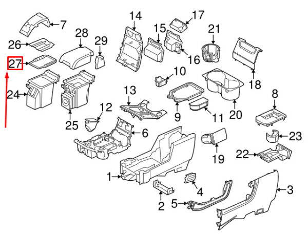 FIF500042PVJ - LAND ROVER DISCOVERY 4 L319 Console Box Rubber Mat FIF500042PVJ NEW REAL