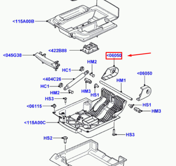 FJV500580MVM - LR RANGE ROVER L322 center console lid right hinge FJV500580MVM NEW