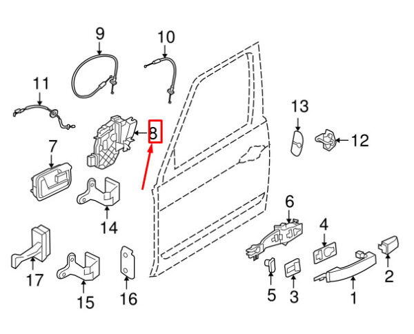 FQJ500470 - LAND ROVER DISCOVERY LR3 L319 Front Left Door Lock FQJ500470 NEW GENUINE