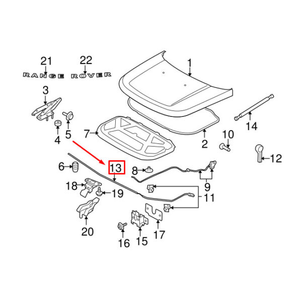 FSE000091 - LAND ROVER DISCOVERY 3 L319 Hood Release Cable FSE000091 NEW GENUINE